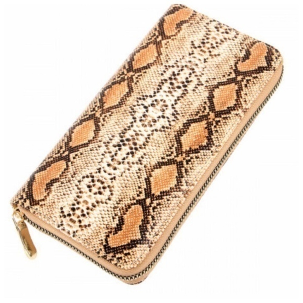 New tan faux snake skin wallet